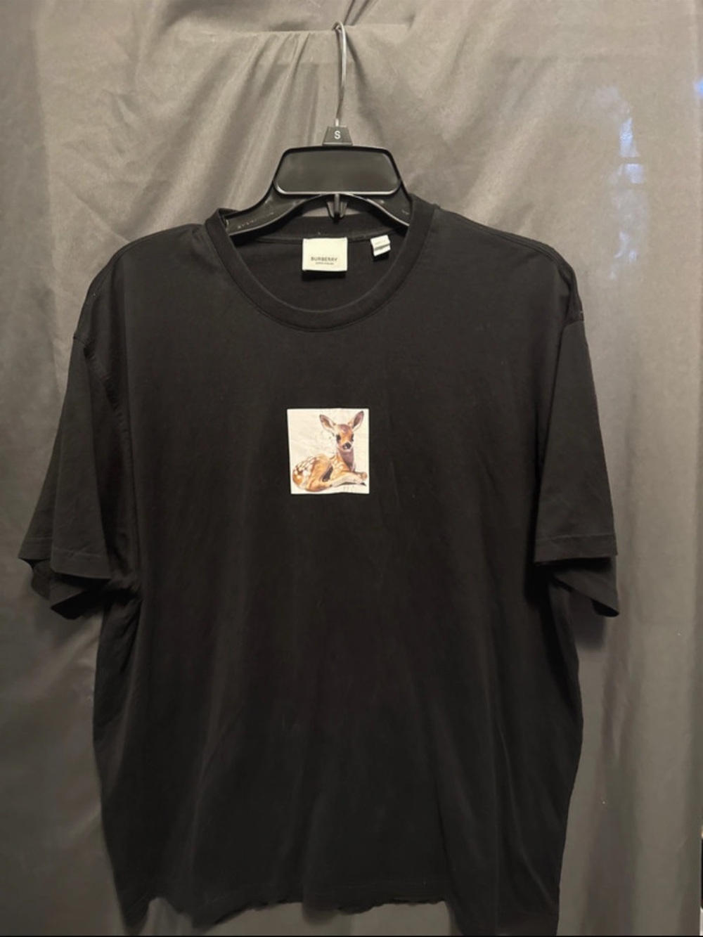 Burberry Black Short-Sleeve Tee with Deer Patch